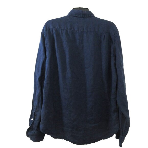 Tailored J. Crew Men's Quality 100% Linen Shirt Slim Fit Large Blue Button Front - Picture 2 of 5